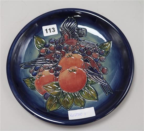 A Moorcroft Finches dish diameter 26cm